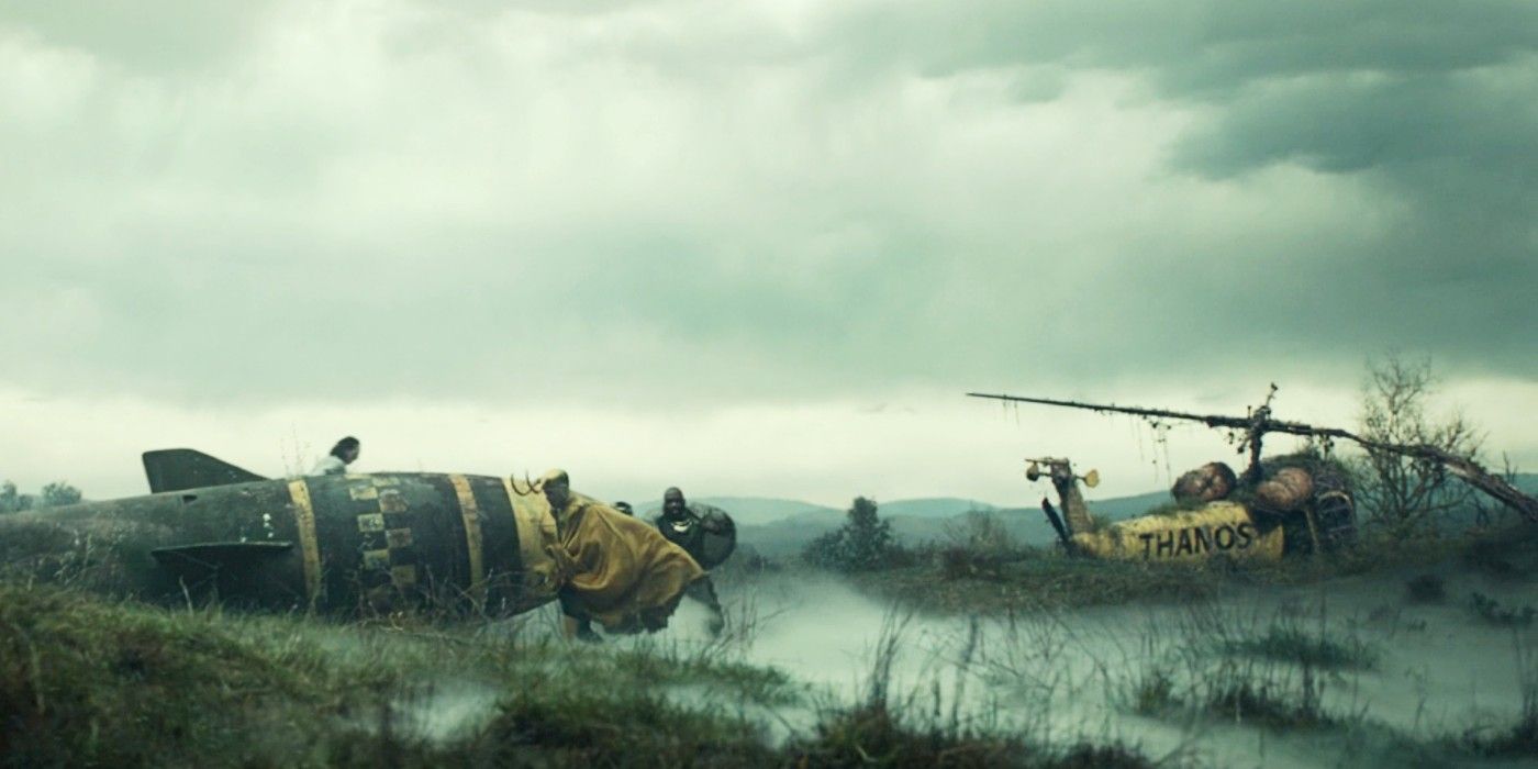 The Thanos Copter in the background of Loki episode 5