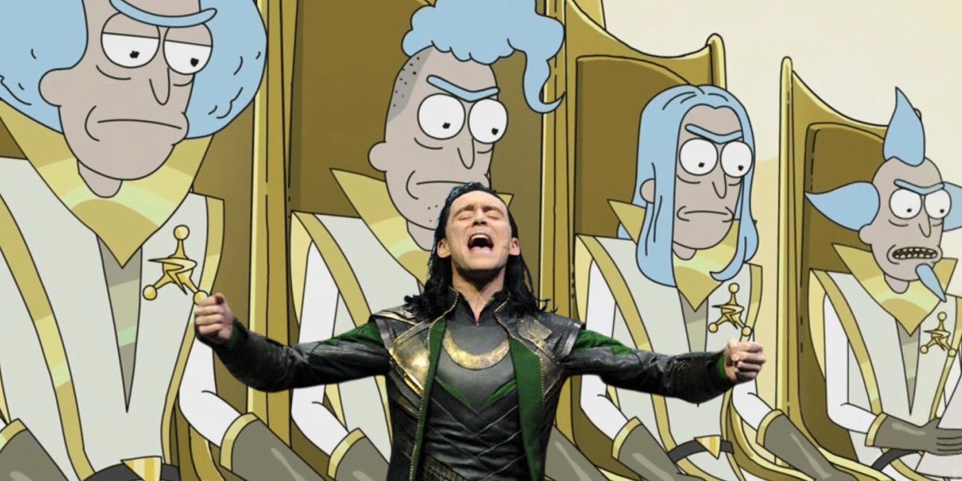 Loki and the Council of Ricks from Rick and Morty