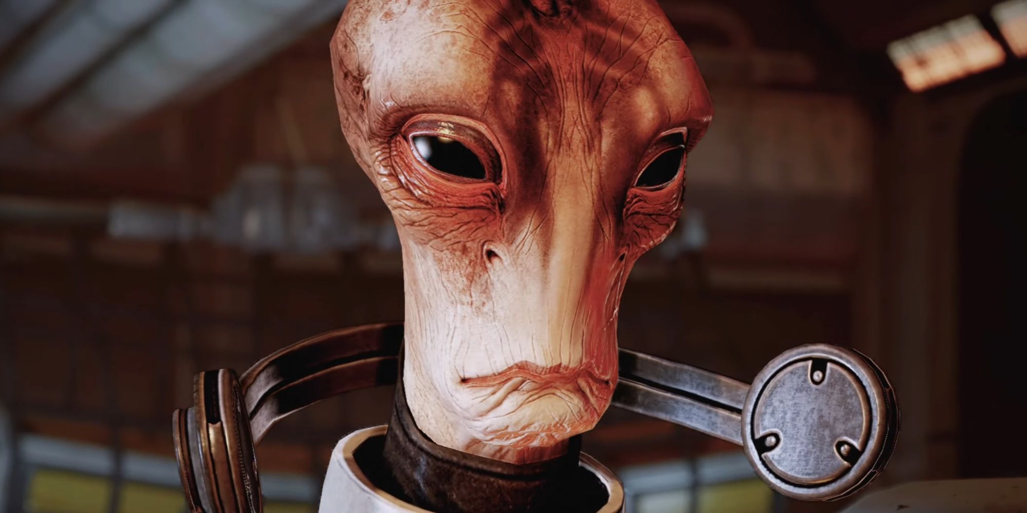 Mordin looking serious in Mass Effect 2.