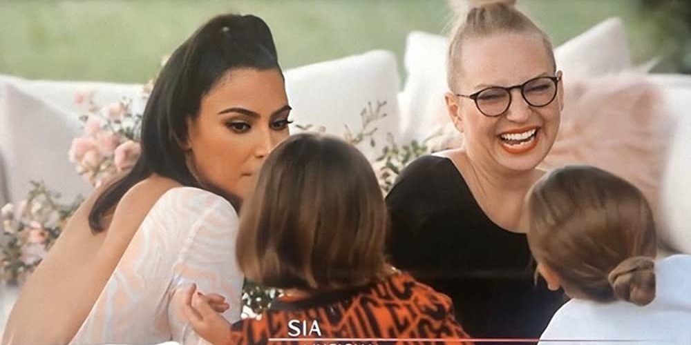 Kim Kardashian and Sia talk and laugh with her two children in Keeping Up With The Kardashians