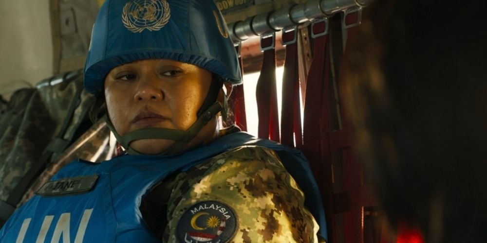 Major Jane wearing UN protective equipment