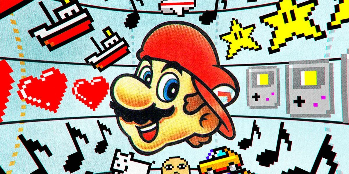 Promotional image for the SNES game Mario Paint.