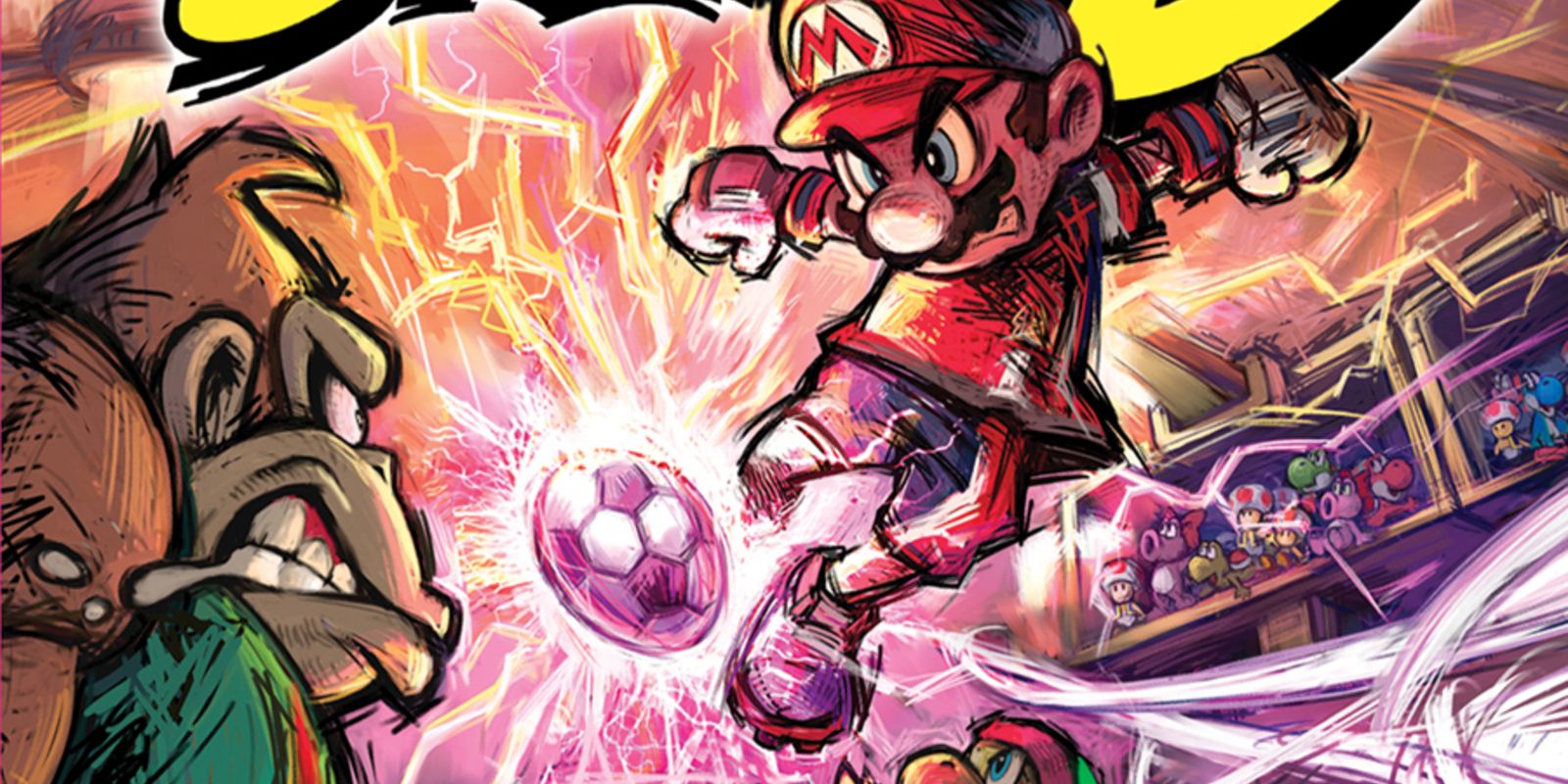 Mario and Donkey Kong matching off in Super Mario Strikers