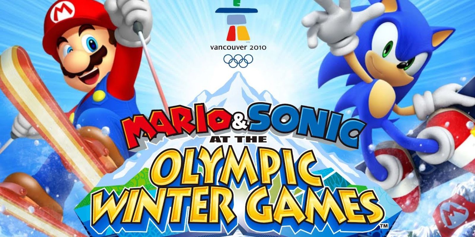 Mario and Sonic skiing and snowboarding in Mario Sonic At The Olympic Winter Games