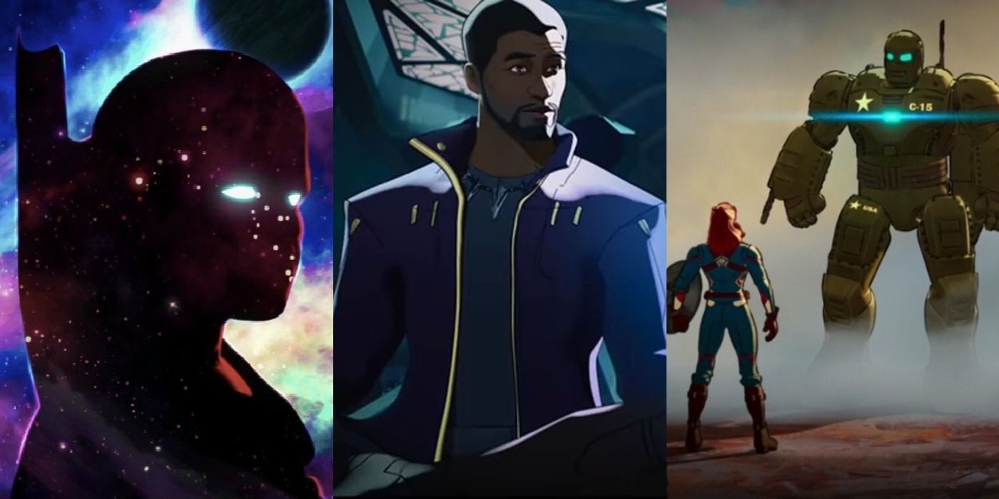 A split image of Uatu, T'Challa and Carter abd Stark in the Marvel's What If...Series?