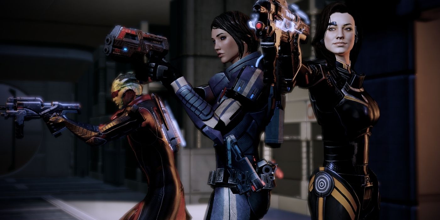Thane and Miranda on a mission with Shepard in Mass Effect 2