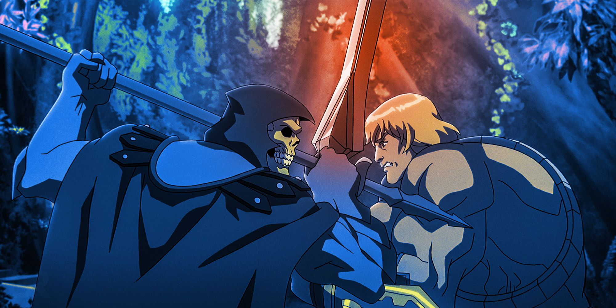 Skeleton and He-Man fighting in Masters of the Universe Revelations
