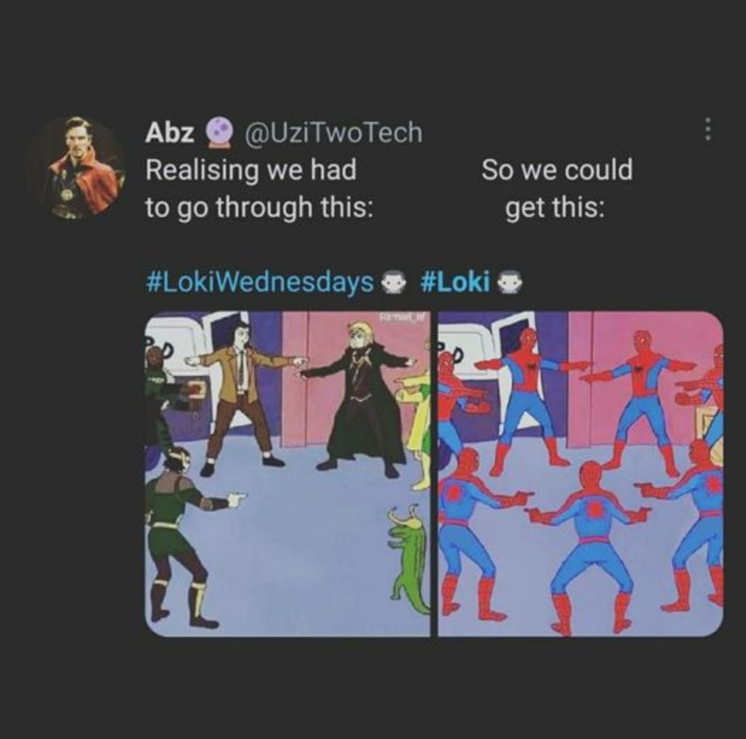 Meme featuring Loki Variants and copies of Spider-Man pointing fingers at each other