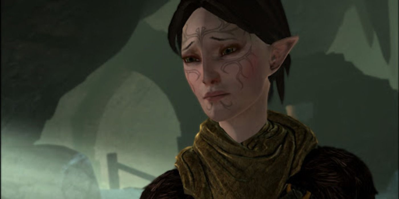 Merrill looking emotional in Dragon Age 2