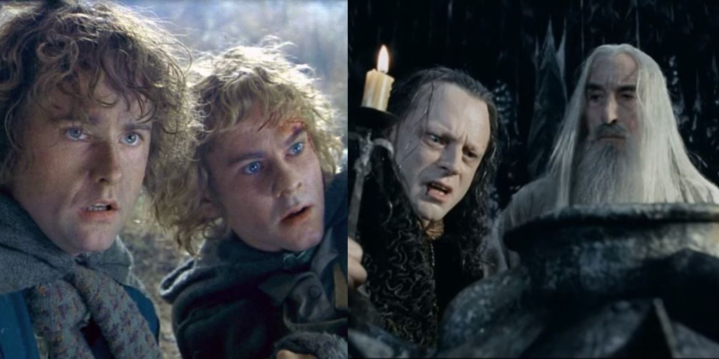 Merry and Pippin from Lord of the Rings next to image of Saruman and Grima