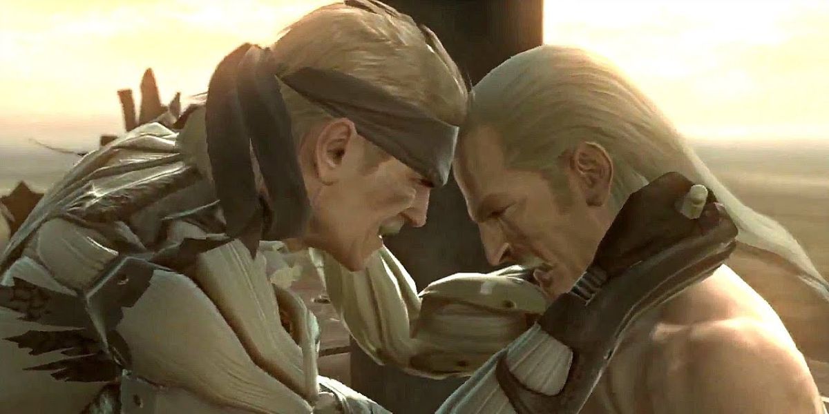 The final confrontation between brothers at the end of Metal Gear Solid 4.