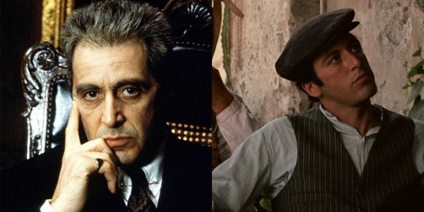 The Godfather: Michael Corleone older, thinking; Young, wearing a hat