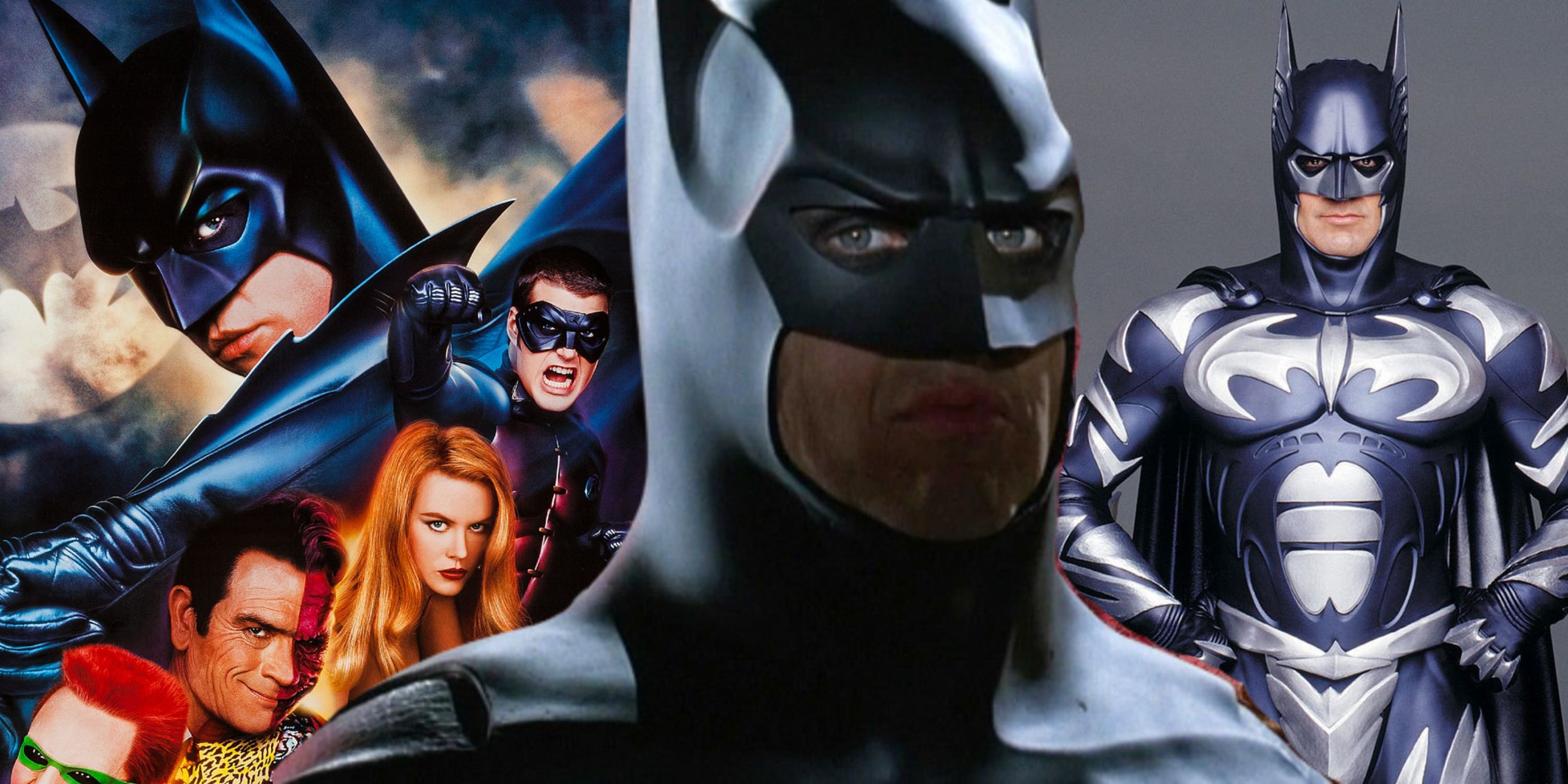 Michael Keaton&rsquo;s Batman in front of Val Kilmer and George Clooney&rsquo;s Batman (1)
