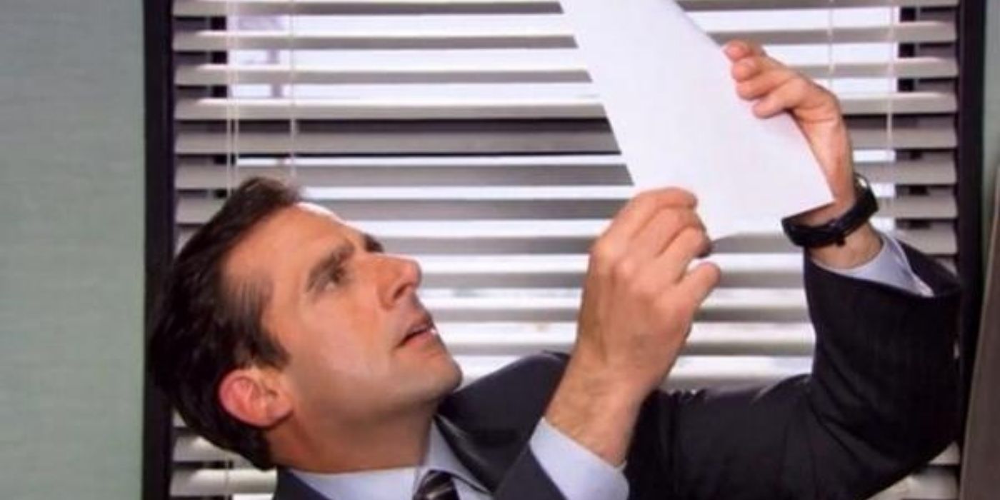 Michael Scott looking at the watermark on The Office