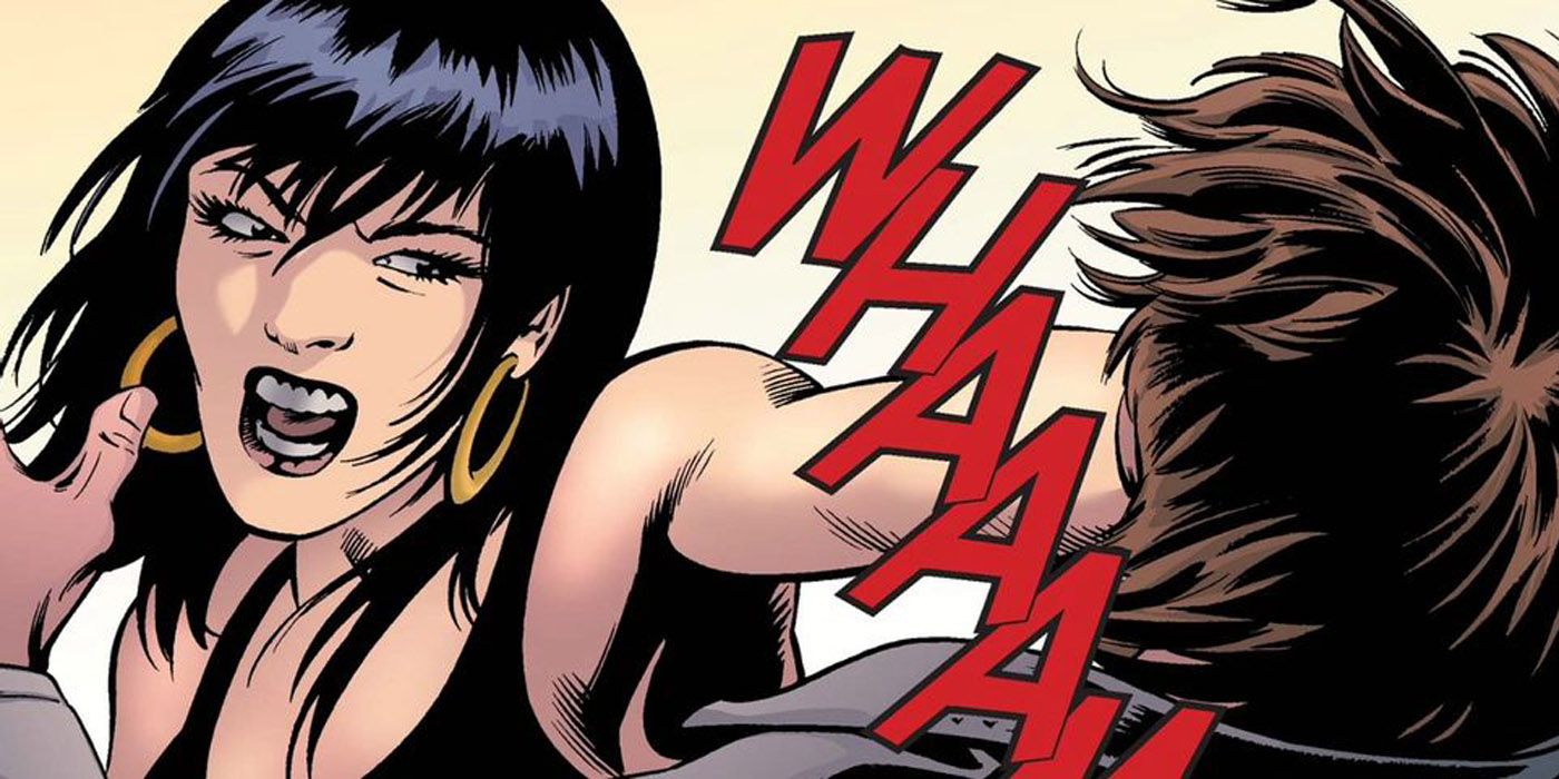 Michelle Rodriguez hitting Spider-Man in the comics.
