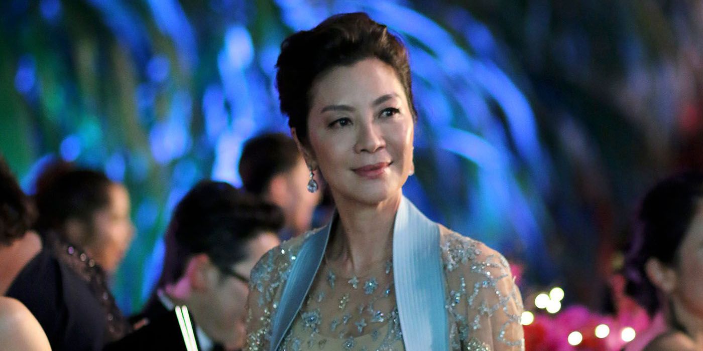 Eleanor smiling at a party in Crazy Rich Asians