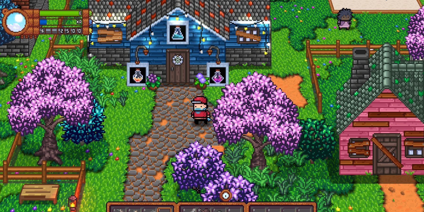 The player seen traveling around town in Monster Harvest