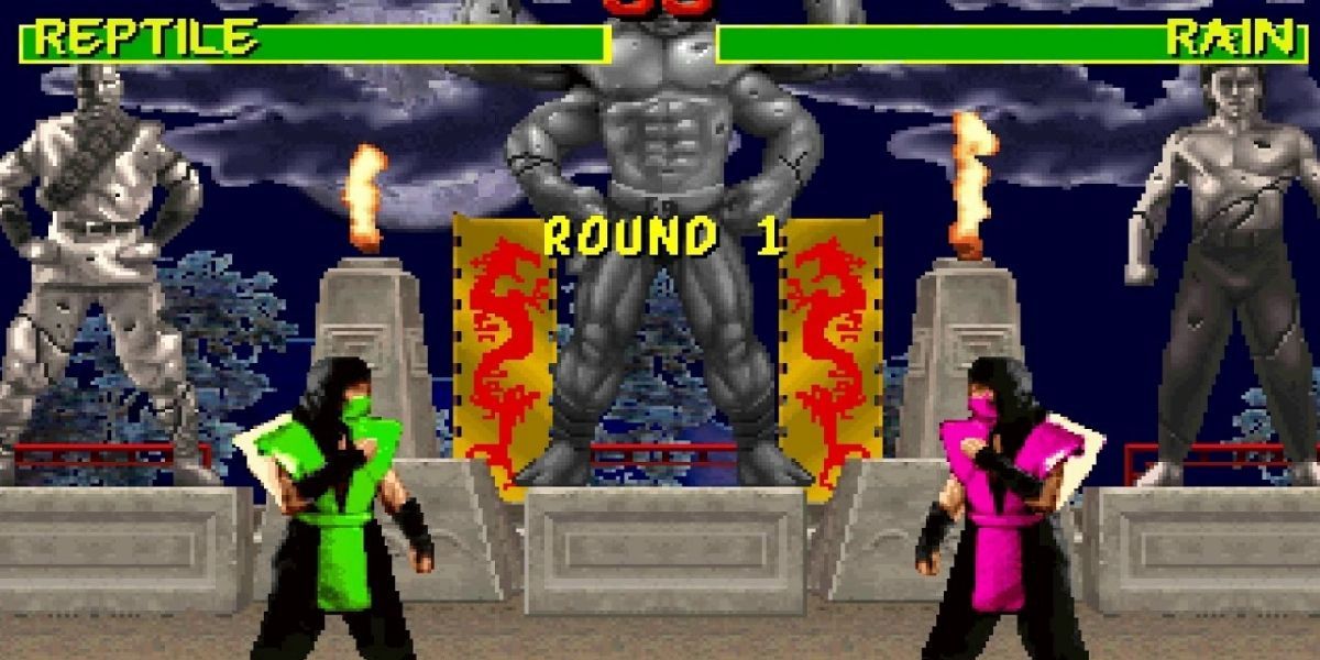 Rain battles Reptile in 1992's Mortal Kombat