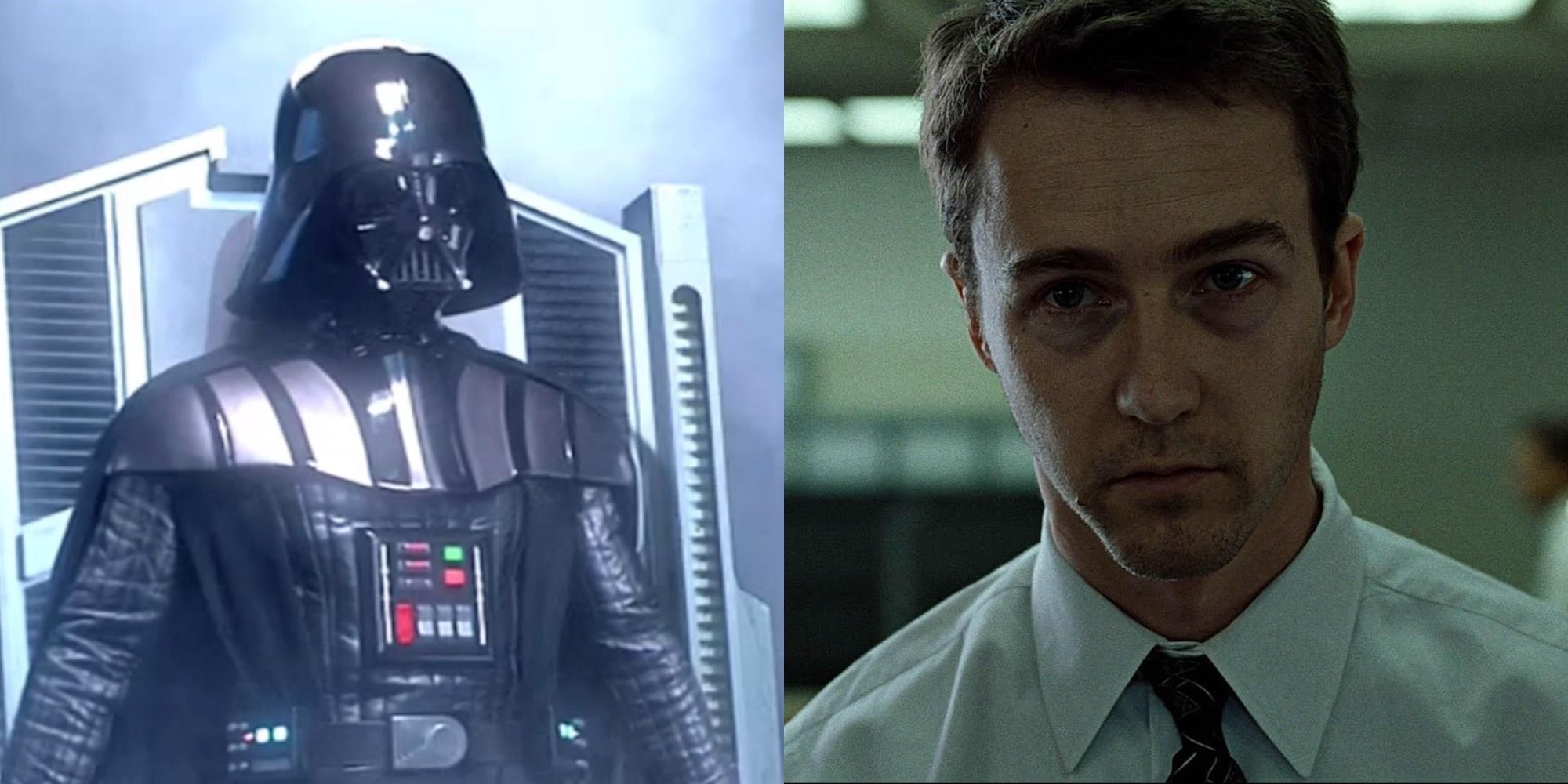 Split image of Darth Vader and The Narrator from Fight Club