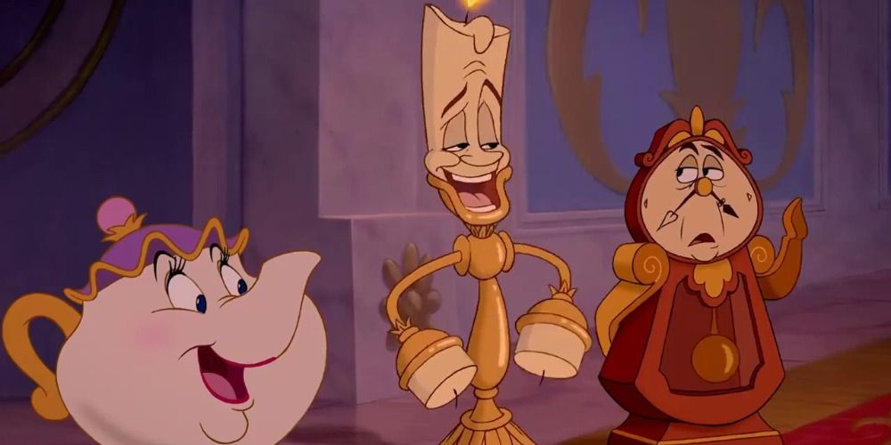 Mrs Potts, Lumiere, and Cogsworth from Beauty and the Beast