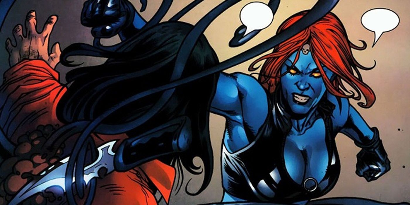 Mystique engaged in a fistfight in the comics.