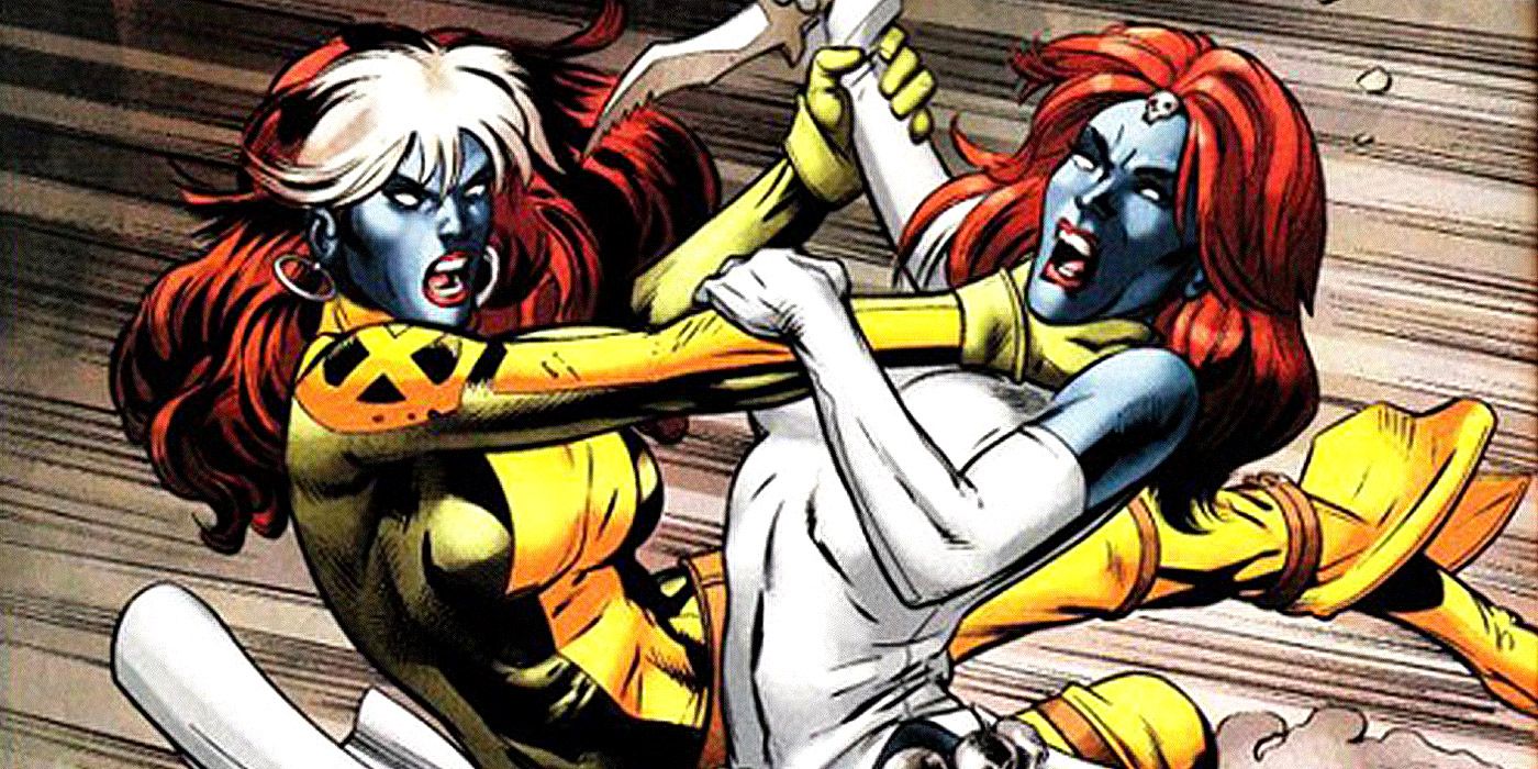 Rogue fighting Mystique in the comics.