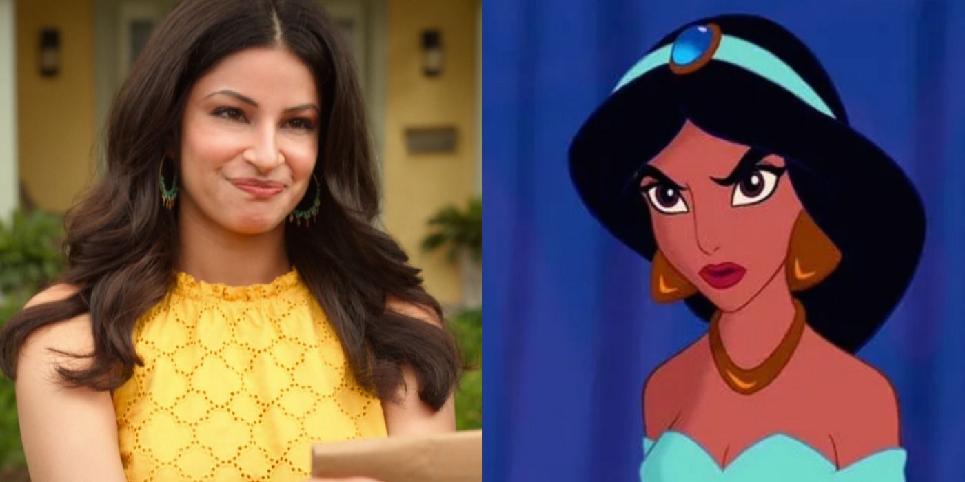 A split image of Kamala in Never Have I Ever and Jasmine in Aladdin