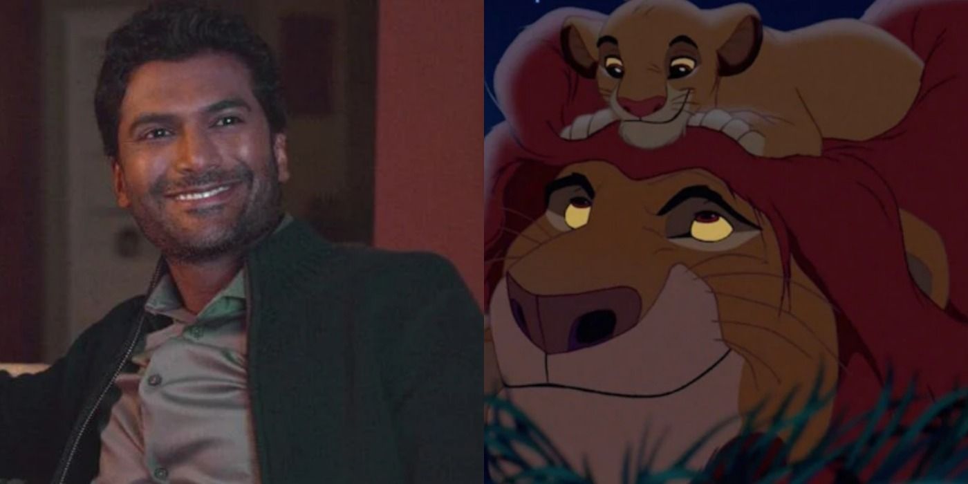 A split image depicts Mohan in Never Have I Ever and Mufasa in The Lion King
