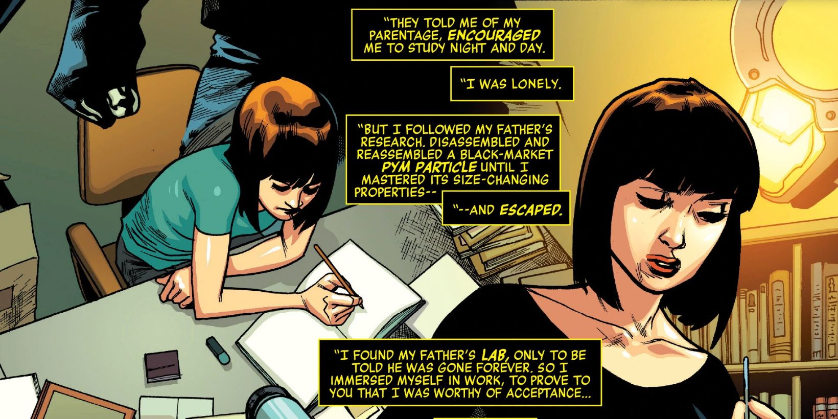 Nadia Van Dyne studies in the Red Room as a child in Marvel Comics