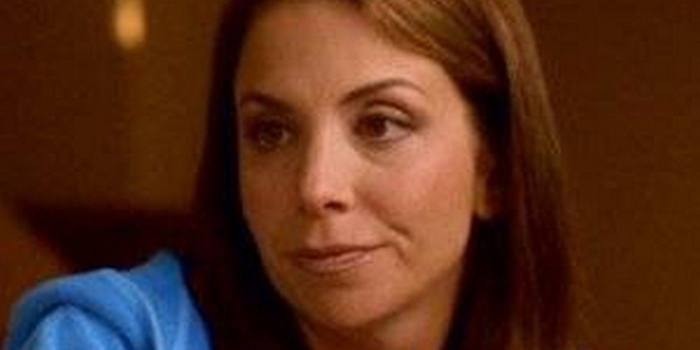 Nancy Cassaro as Joanne looking skeptical in The Sopranos