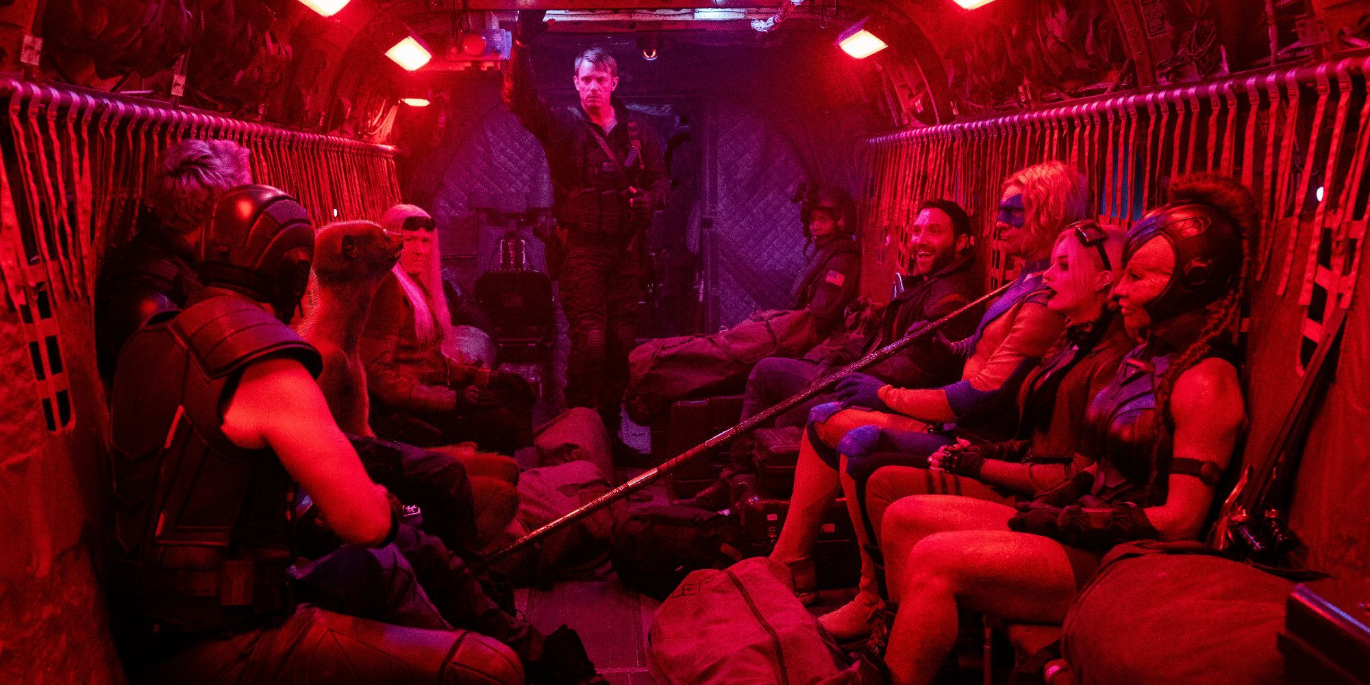 The first Task Force X aboard a plane in The Suicide Squad