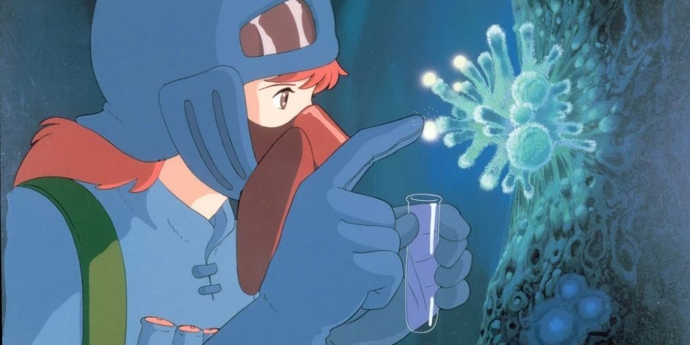 Nausicaa examining spores in Nausica of the Valley of the Wind