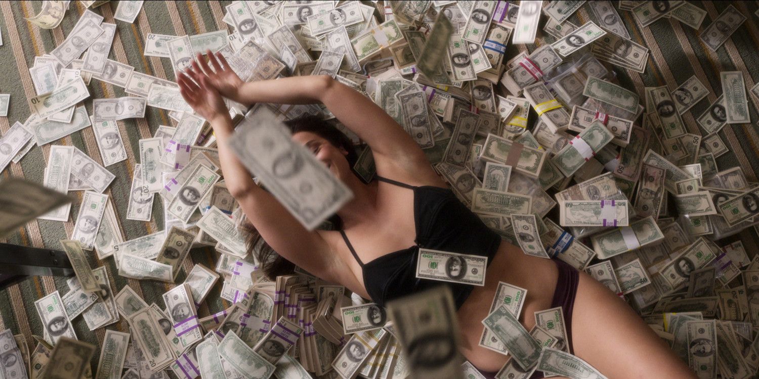 Netflix Heist Sex Magick Money Murder Heather Tallchief On Pile of Money