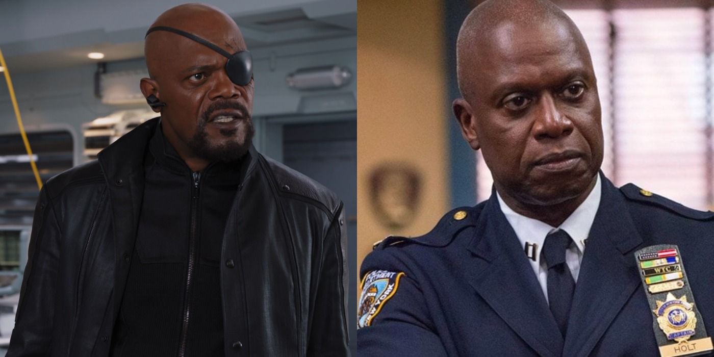 Split image Samuel L Jackson as Nick Fury and Andre Braugher as Captain Holt Brooklyn Nine-Nine