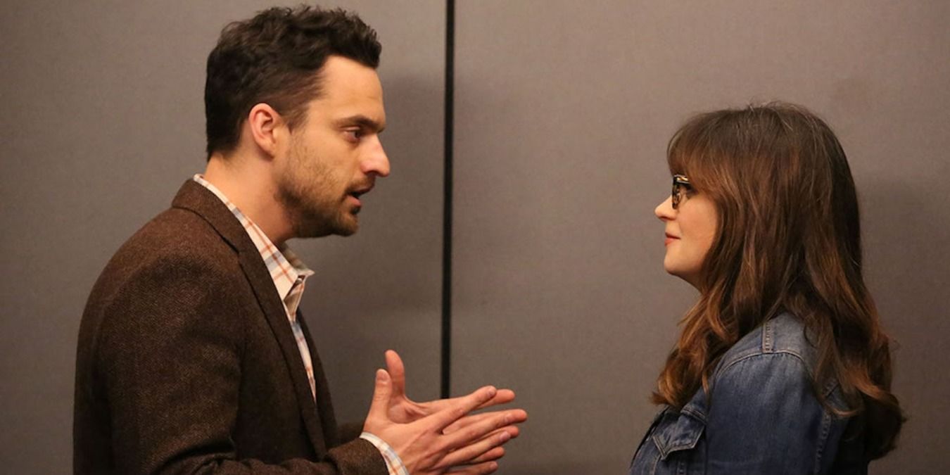 Nick and Jess in the elevator on New Girl