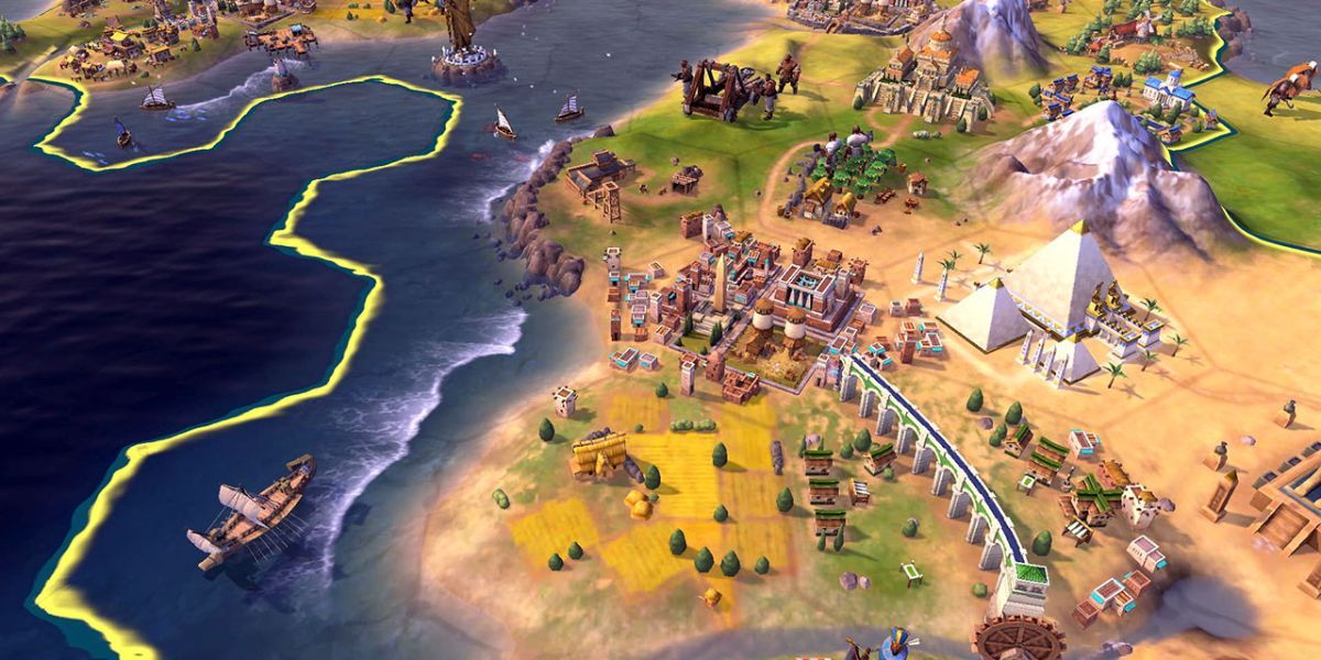 A typical gameplay screenshot from Civilization VI.