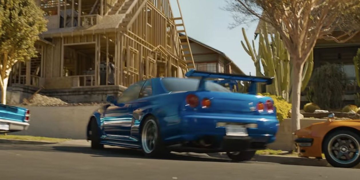 Brian's car pulls up at the driveway in Fast 9