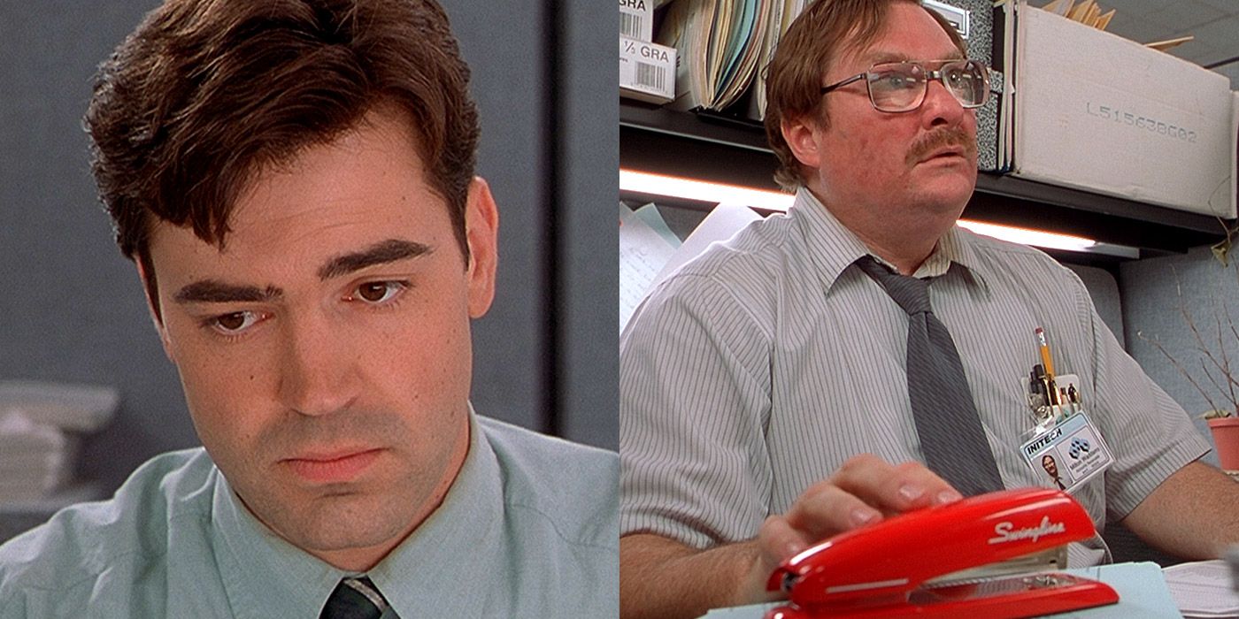 Split image of Peter and Milton from Office Space
