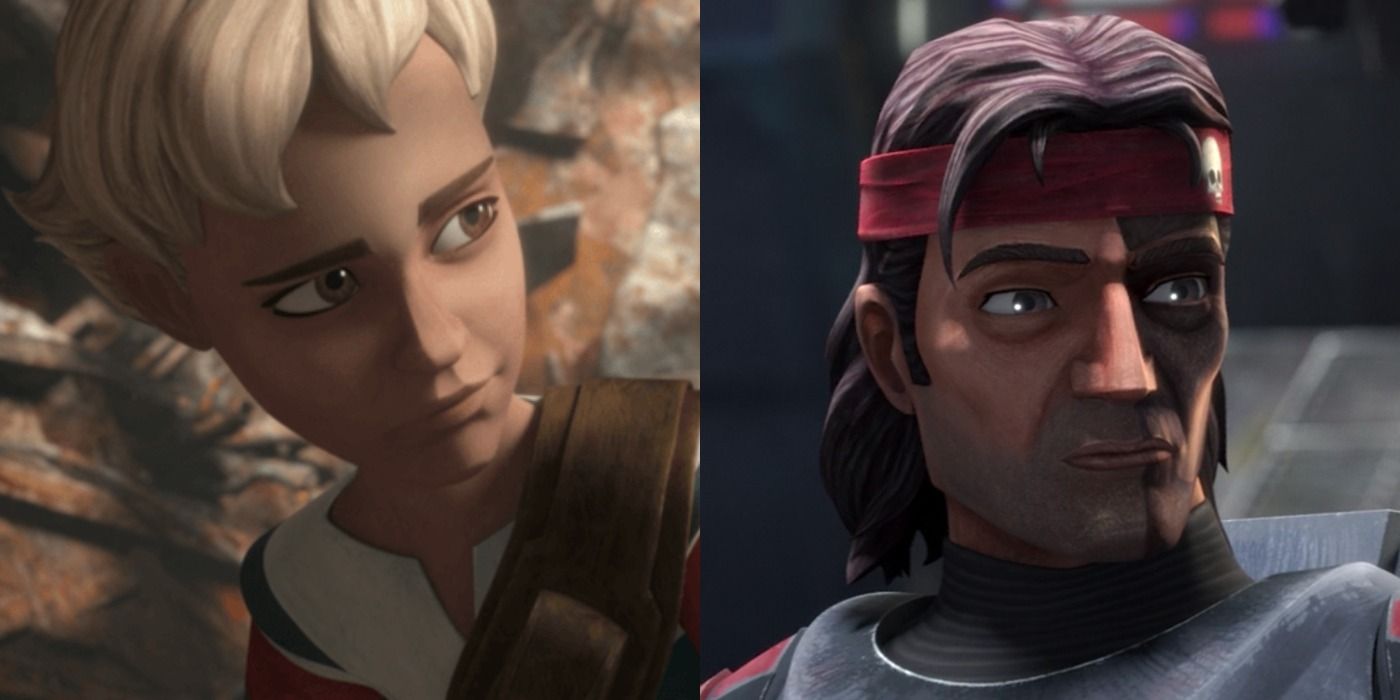 Split image of Omega and Hunter in Star Wars The Bad Batch
