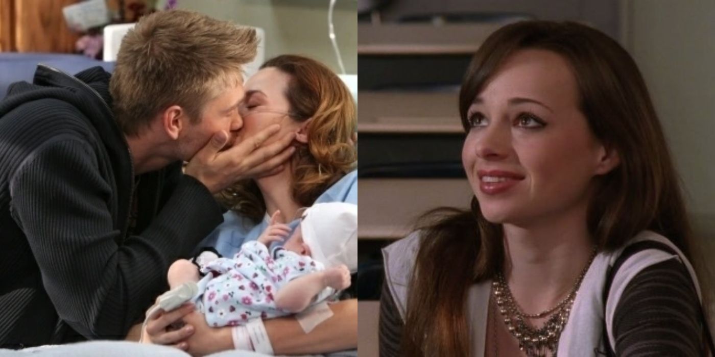 Lucas kissing Peyton as she holds baby Sawyer and Sam, One Tree Hill Featured Image