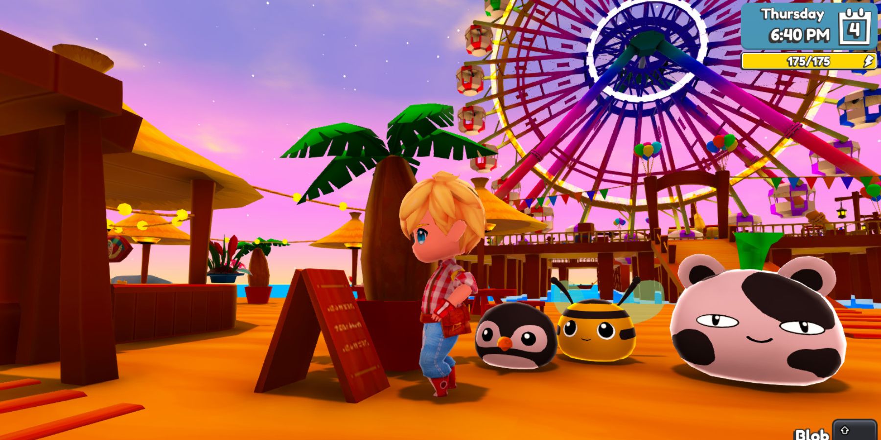 The player with 3 Blobs at an amusement park in Ova Magica