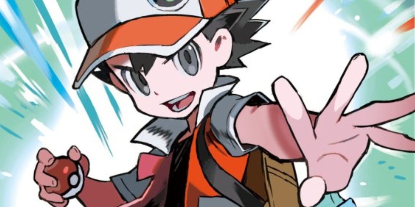 Portada de Pokemon Red TCG Artwork que presenta a un héroe con una Pokebola