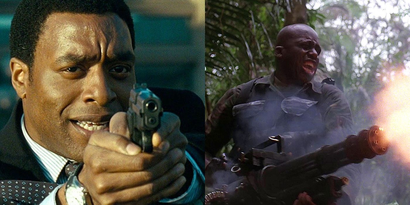 Split image of Chiwetel Ejiofor and Mac from Predator