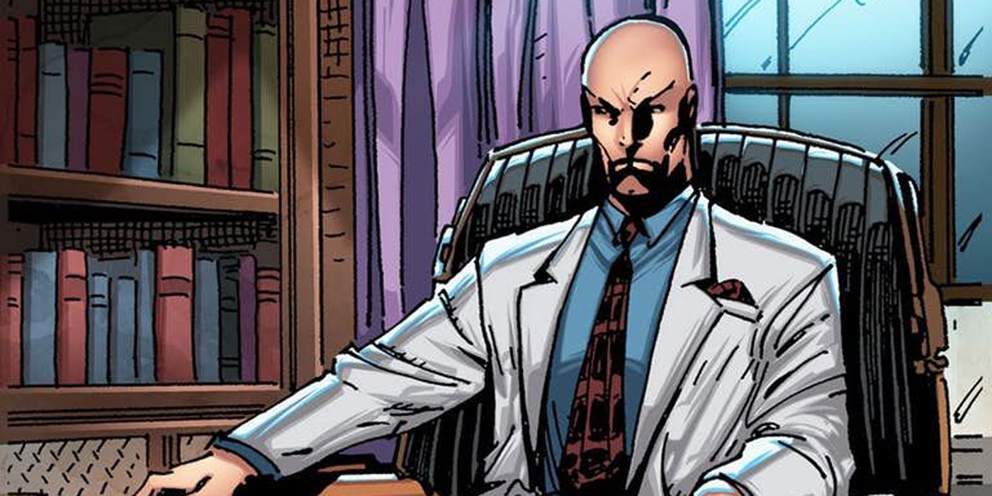 Professor X sitting in his chair.