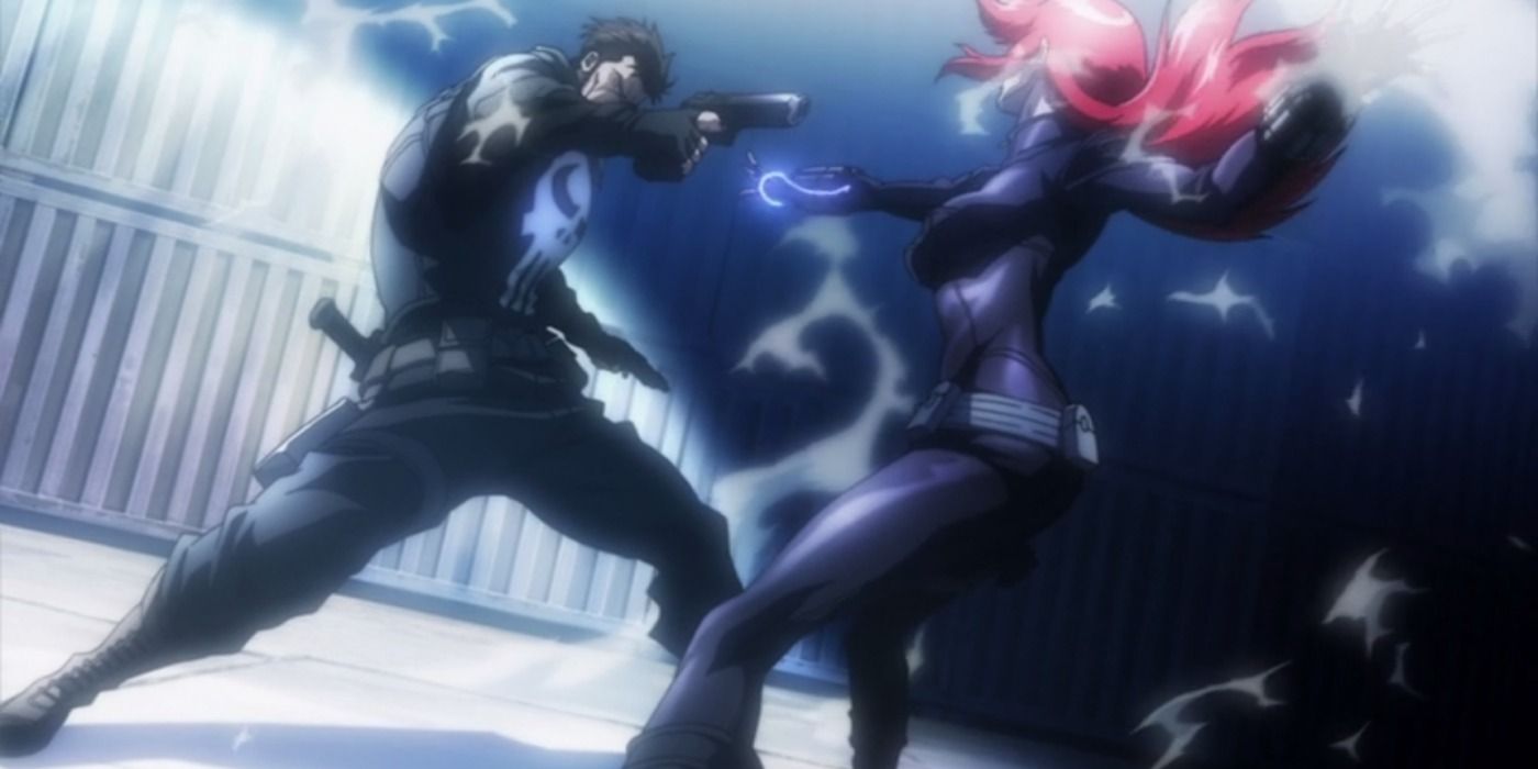 Punisher fighting Black Widow.