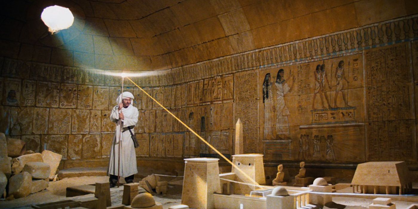 Indiana Jones uses the staff of Ra to find the Well of Souls in Raiders of the Lost Ark
