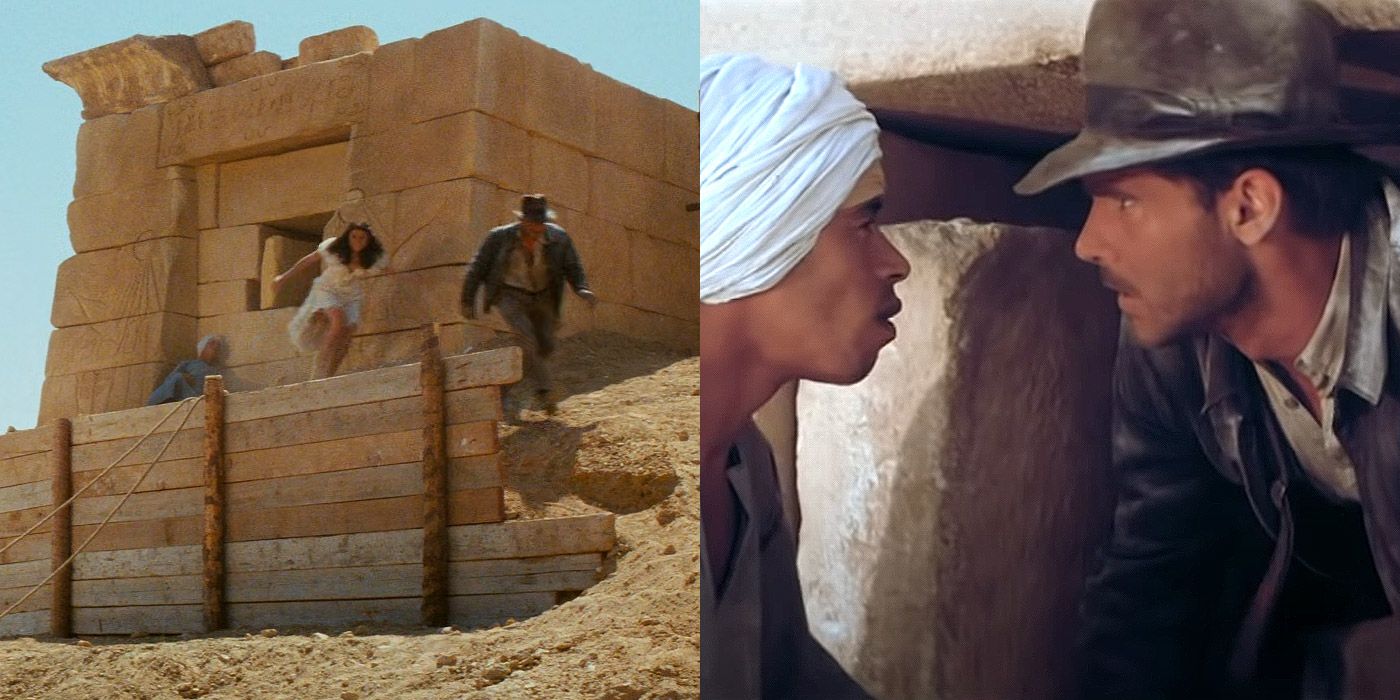 Indiana Jones faces down a digger in Raiders of the Lost Ark