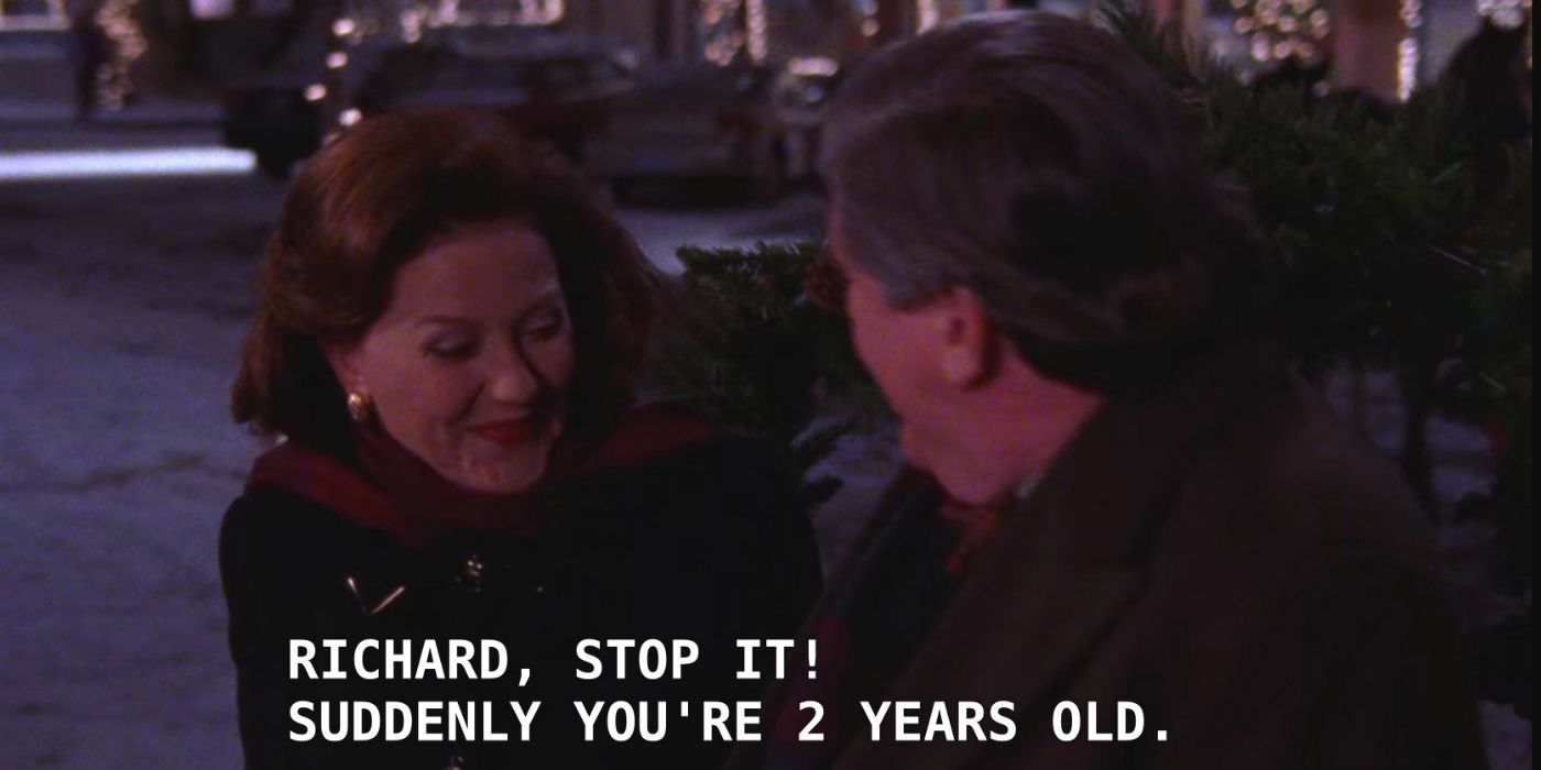 Richard and Emily on a horse carriage in Gilmore Girls