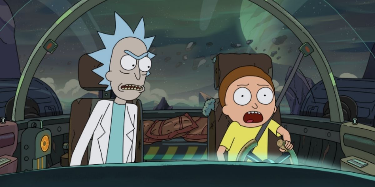 Rick and Morty looking angry inside their ship in Rick & Morty
