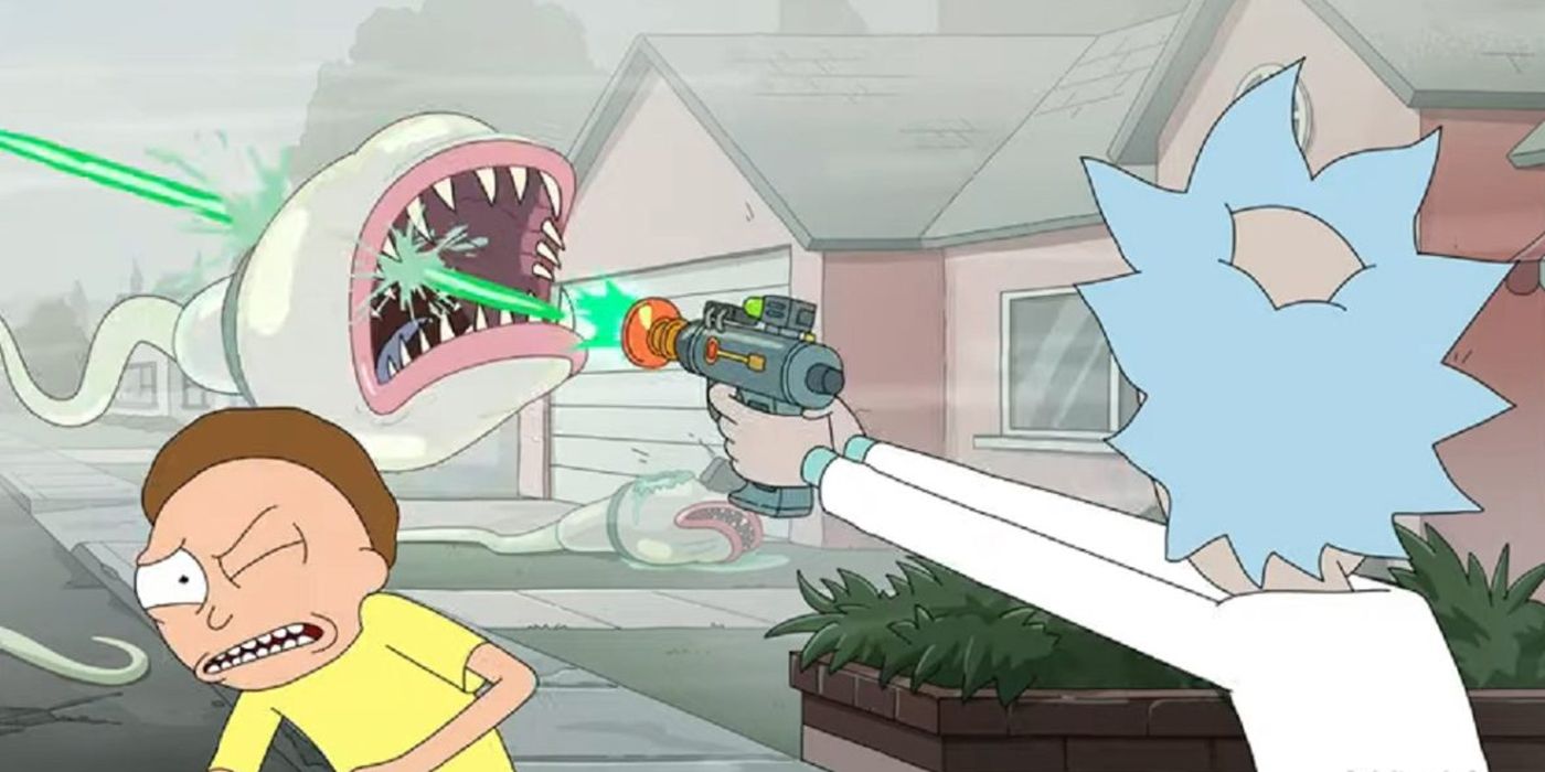 Rick shoots a sperm monster in Rick and Morty